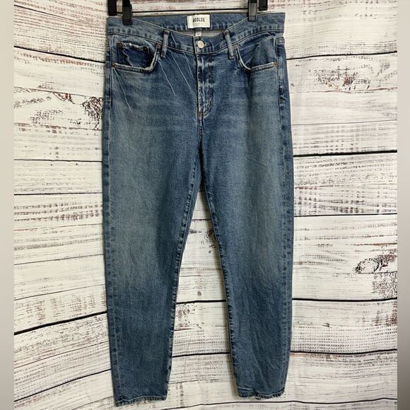 AGOLDE Jeans Womens size 29 Toni Mid-Rise Straight Blue Landmark organic Cotton - Picture 3 of 16